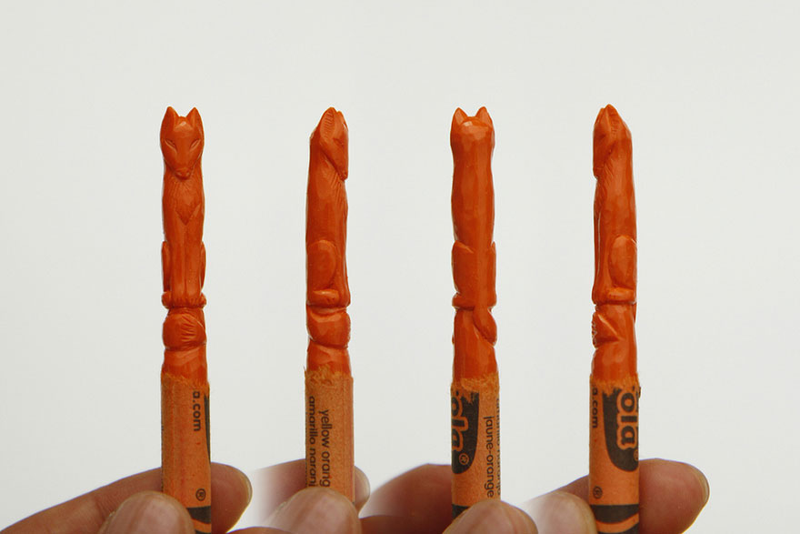 cool-miniature-marvels-carved-crayons-pencil-fox